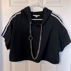 Hot & Delicious Black Short Sleeve Hoodie w/ Chain